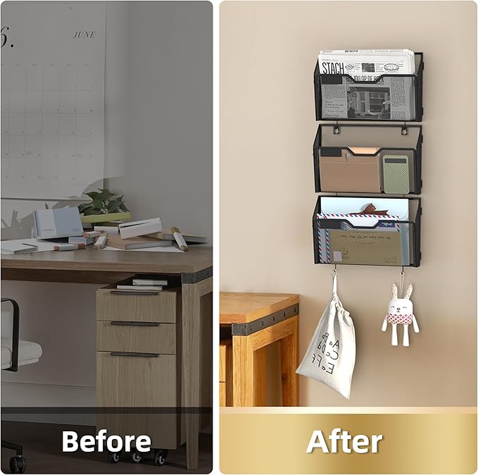 Docnest 3 Pack Hanging Wall File Holders, Mesh Wall Letter File Holder - Image 3