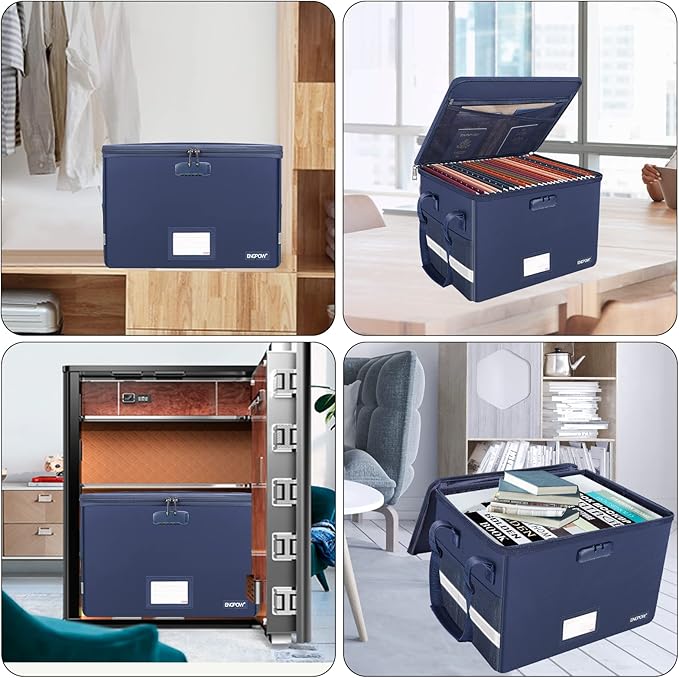ENGPOW File Box with Lock, Fireproof Document Box with Zipper＆Pockets, - Image 2