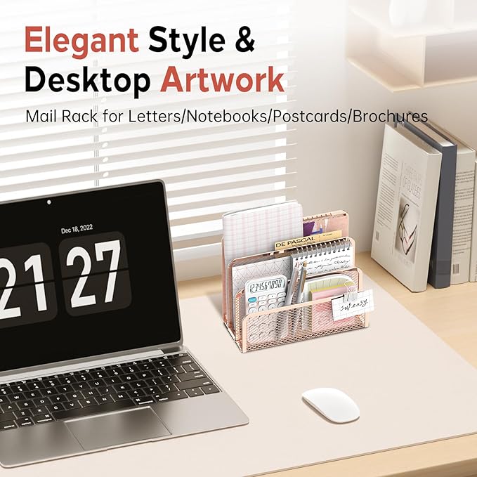 SUPEASY Mail Organizer for Desk, Mesh Metal Mail Holder Countertop - Image 6