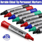 Fuutreo 32 Pcs Jumbo Permanent Markers Bulk Large Chisel Tip Permanent Markers - Image 2