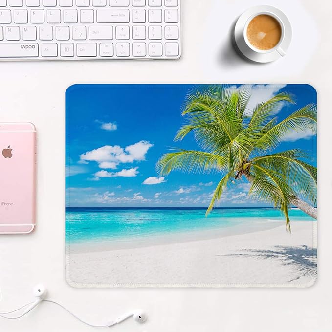 Auhoahsil Mouse Pad, 12 x 10 in Summer Beach Theme Computer Mouse Pad - Image 2