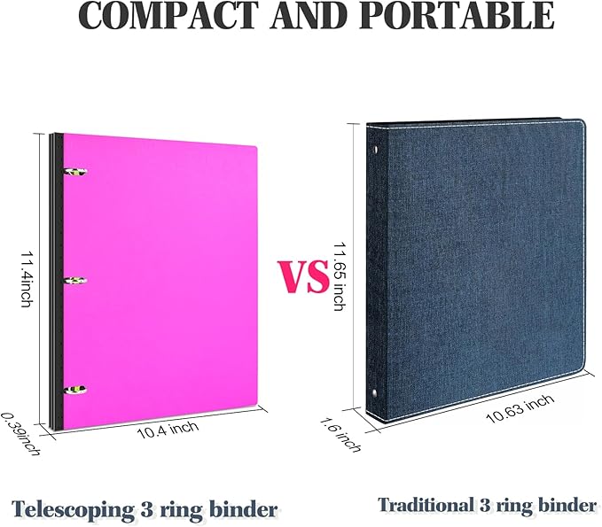 INFUN Telescoping 3 Ring Binder, Portable Plastic 0.75 inch 3 Ring Binder - Image 3