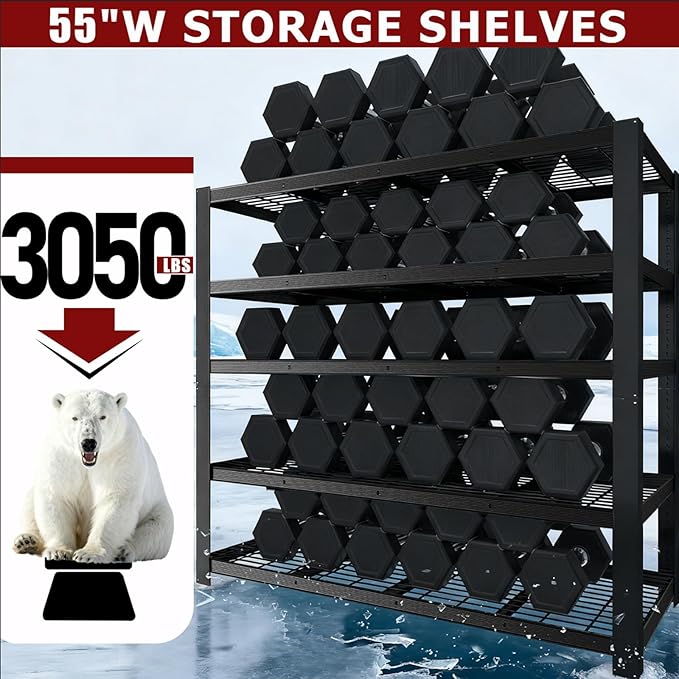 ZEUKMXOO Heavy Duty Garage Shelving, 5-Tier Storage Shelves, 3050LBS Capacity - Image 4