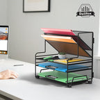 Desk File Organizer, 3-Tier Letter Tray Paper Organizer and 2-Pocket Metal - Image 6