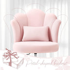 BestGlory Petal Vanity Chair with Wheels, 3.15" Extra Thick Comfy Makeup Chair, Adjustable Modern Swivel Armless Desk Chair for Girls Women, Aesthetic Small Office Chair for Bedroom Dorm, Pink