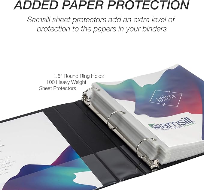 Samsill Durable 1.5 Inch Binder, Made in the USA, Round Ring Customizable Clear - Image 6