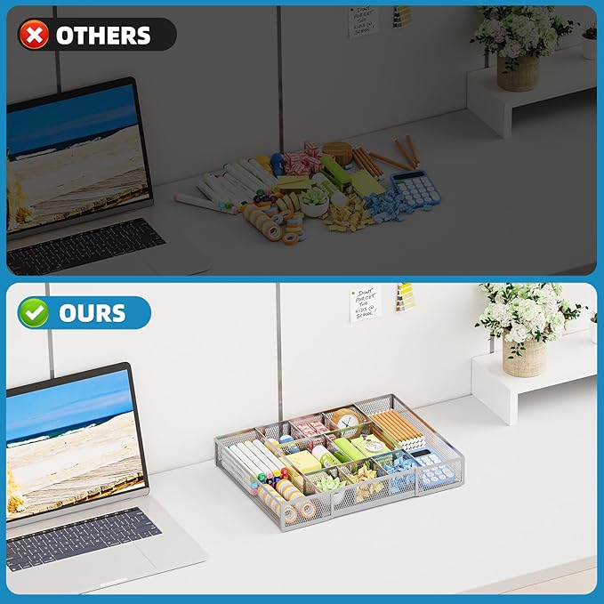 Marbrasse Expandable Desk Drawer Organizer, Mesh Tray - Image 8