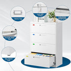 PEUKC 4 Drawer File Cabinet, Lateral Filing Cabinets - Image 5