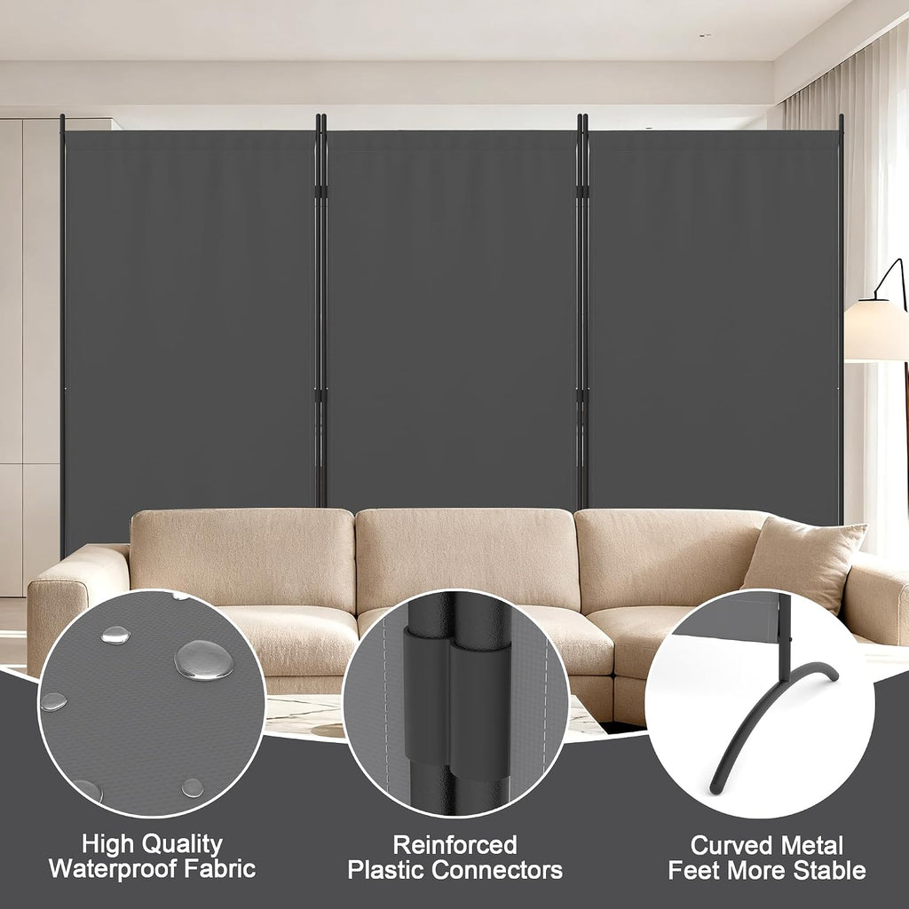 3 panel room divider 6 ft folding screen, close-up detail