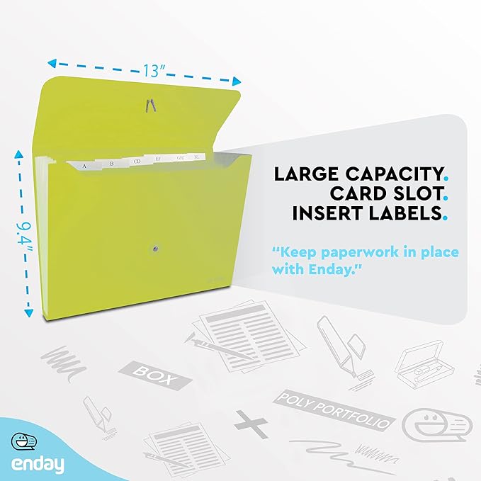 Accordion File Organizer Green, 7 Pocket Expanding File and Cover Folder - Image 5