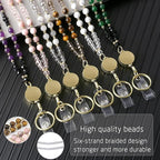 AIDSOTOU Lanyards for ID Badges and Keys, Natural Stone Beaded Teacher Lanyard - Image 2