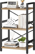 Homeiju Bookshelf, 3 Tier Industrial Bookcase, Metal Small Bookcase, Rustic by Homeiju
