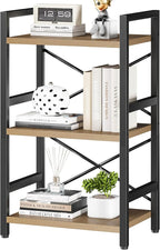 Homeiju Bookshelf, 3 Tier Industrial Bookcase, Metal Small Bookcase, Rustic by Homeiju