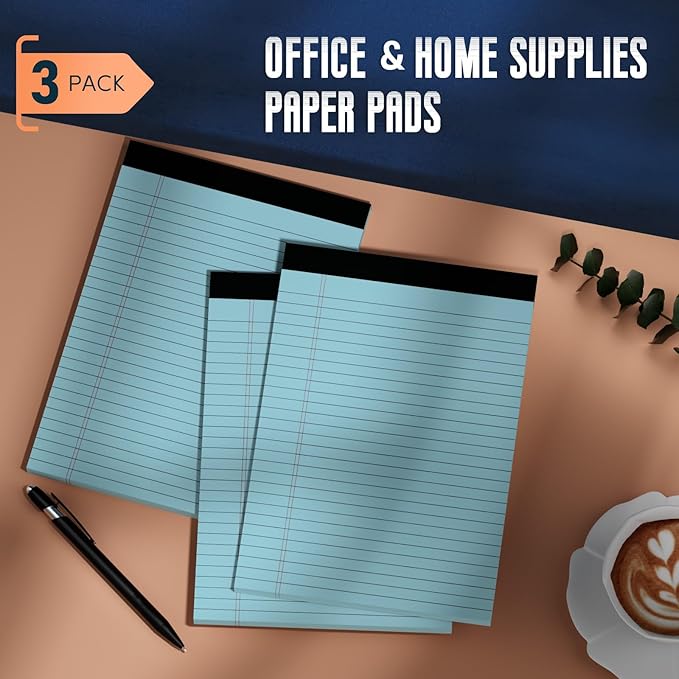 3 Pack Blue Legal Pads 8.5 x 11 Note Pads, Wide Ruled Notepads 8.5 x 11 Lined - Image 7