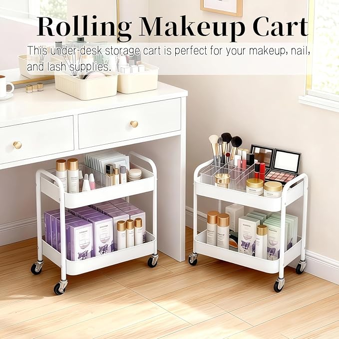 LIWNYRK 2 Tier Metal Rolling Cart - Image 2