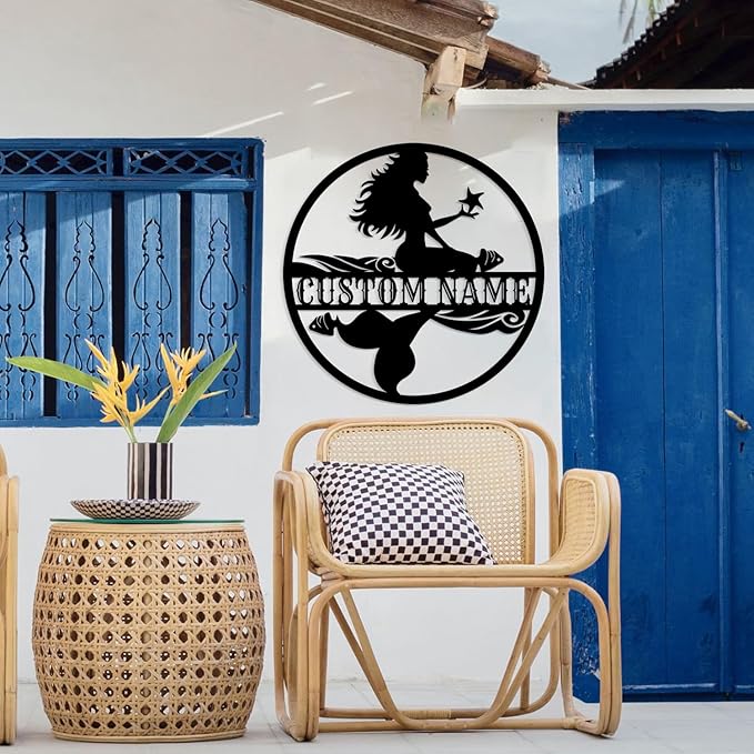 Custom Mermaid Metal Sign, Personalized Mermaid Name metal Signs, Mermaid Wall - Image 4