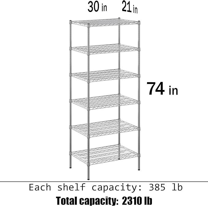 Regal Altair 21" Deep x 30" Wide x 74" Height Wire Shelving Kit | 6-Tier | NSF - Image 3