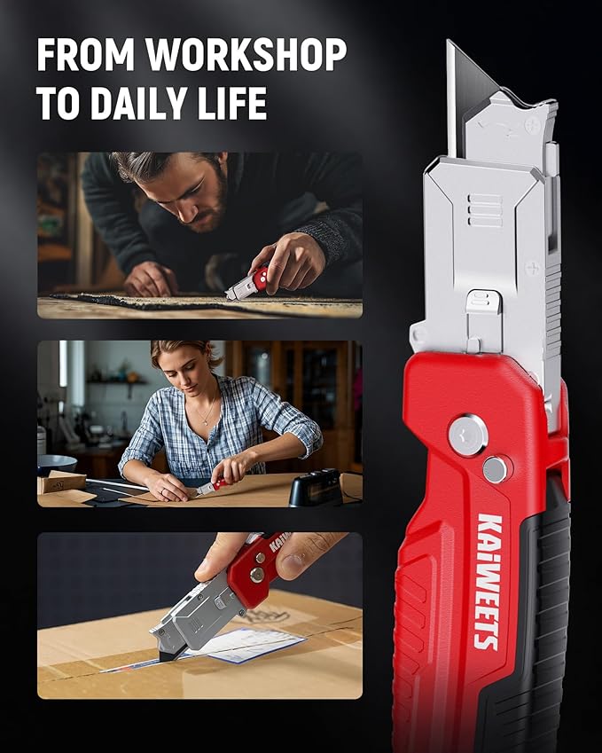 KAIWEETS Utility Knife Scraper, 2-in-1 Folding Box Cutter - Image 9