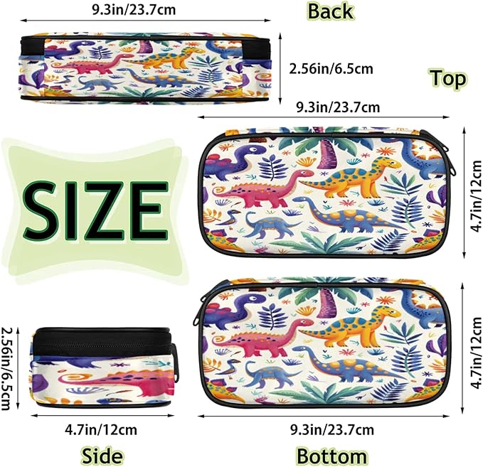 Pardick Pencil Case，Dinosaurs Cute Big Capacity Pencil Pouch Coin Pouch - Image 4