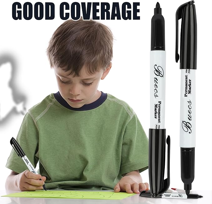 Buecs Permanent Markers, Fine Point, Waterproof & Smear Proof Markers, Quick - Image 3