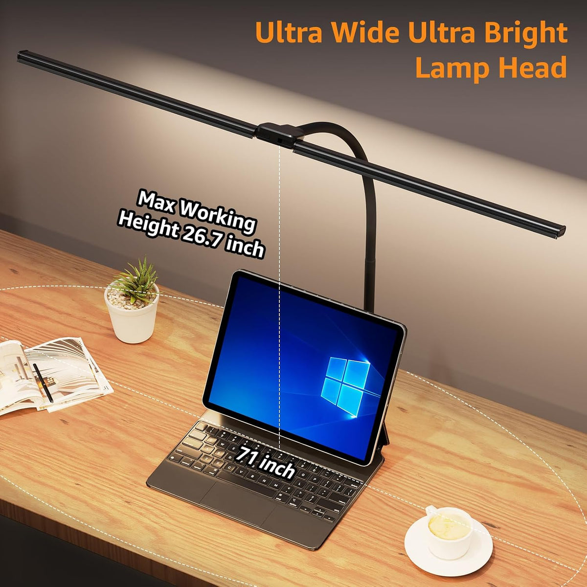 shinetech led desk lamp for home office, ultra on a desk or shelf