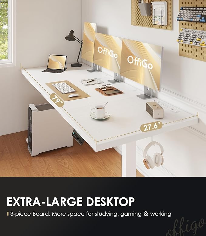 OffiGo 79 Inch Executive Electric Standing Desk, Height Adjustable Desk - Image 5
