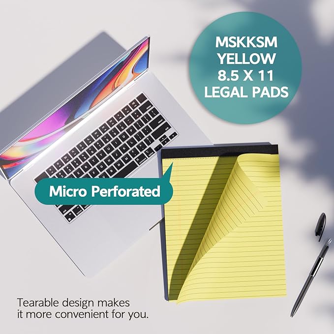 MSKKSM Legal Pads 8.5 x 11, 2 Pack Yellow Note Pads 8.5 x 11 Writing Pads - Image 4