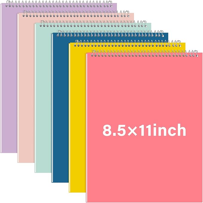 Maitys 6 Pcs Legal Pad Steno Spiral Notebook 8.5" x 11" Top Bound Spiral Pads by Unknown