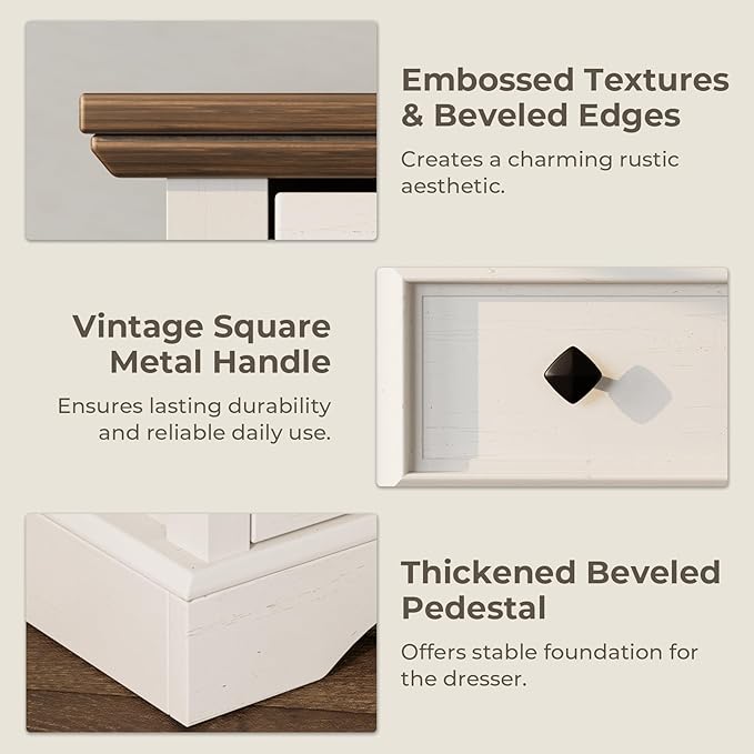 VVFLU Farmhouse 6 Drawer Dresser, Storage Drawer Chest - Image 6