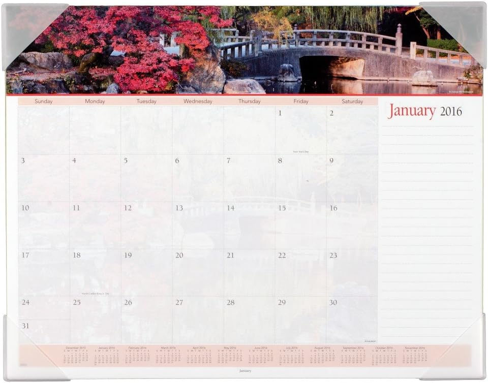 AT-A-GLANCE Monthly Desk Pad Calendar 2016, Landscapes Panoramic, 21-5/8 x 16...