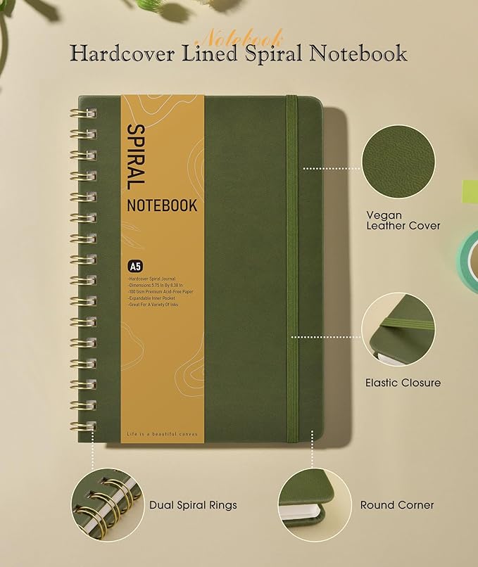 Graph Spiral Journal Notebook, A5 Hardcover Spiral Journals - Image 2