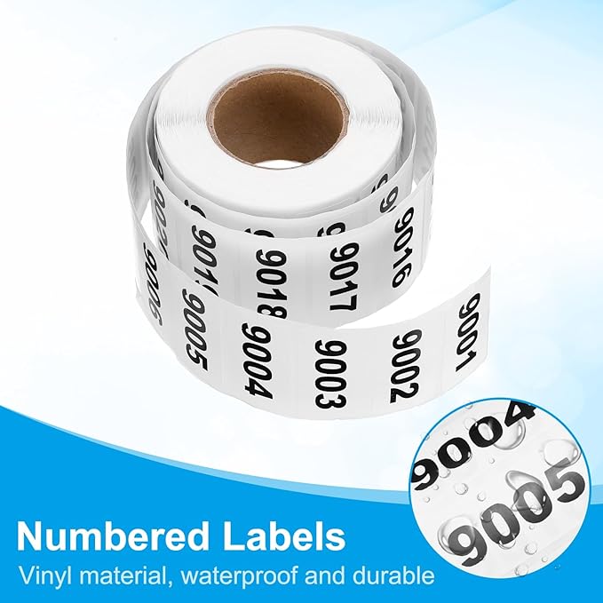 PATIKIL 0.8 x 1.6 Inch Inventory Number Sticker, 2 Roll 9001 to 10000 - Image 3