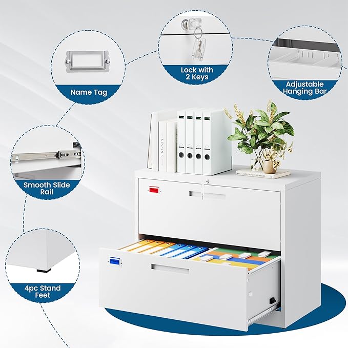 PEUKC 2 Drawer File Cabinet, Lateral Filing Cabinets - Image 5