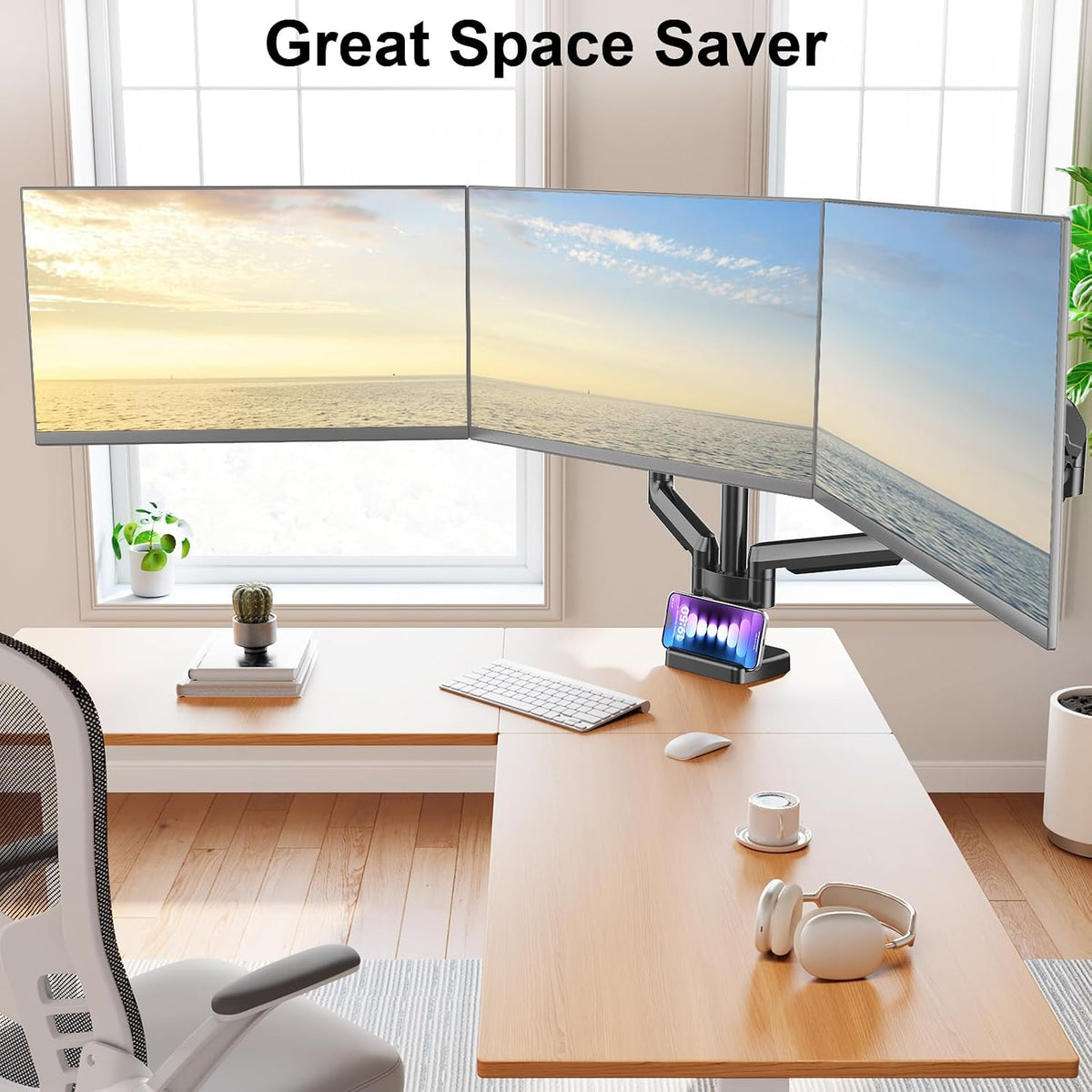 MOUNT PRO Triple Monitor Mount for 13-27 inch Screens, 3 Monitor Desk Mount, ...