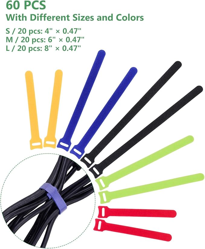 OneLeaf 60 Pcs Reusable Fastening Cable Ties - Image 2