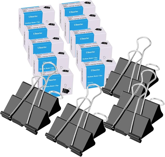 Ufmarine Medium Binder Clips 1.25 inch Length, Medium Paper Clips by Ufmarine