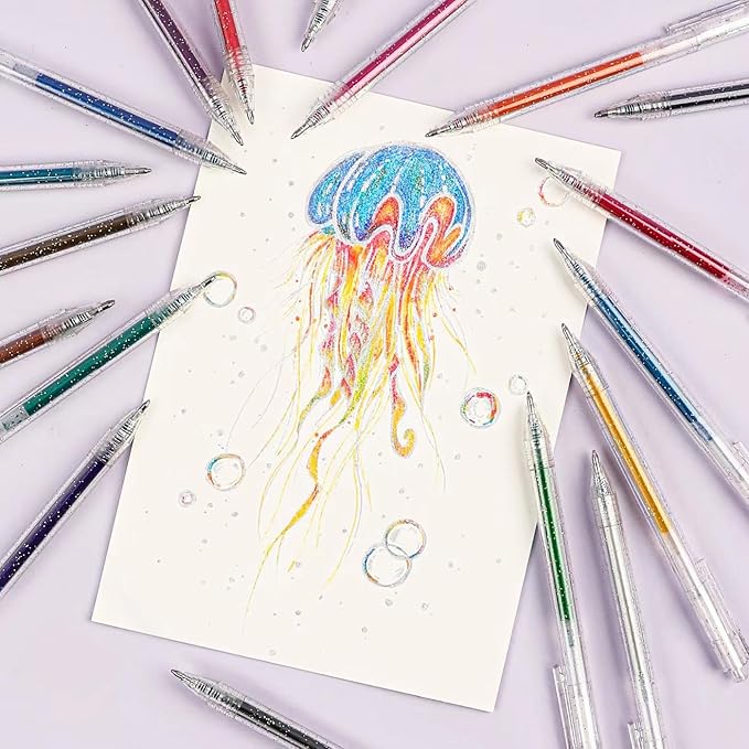 Grabie Glitter Gel Pens, 18 Colors Metallic Glitter Pens & Gel Ink Pens - Image 5
