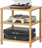 3-Tier AV Media Player Stand, Natural Stereo Cabinet, Modern Audio Shelf