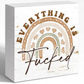 Office Wooden Block Sign Everything Is Mess 5x5x1 INCH Sign, Dark Humor Decor by WUZYOU