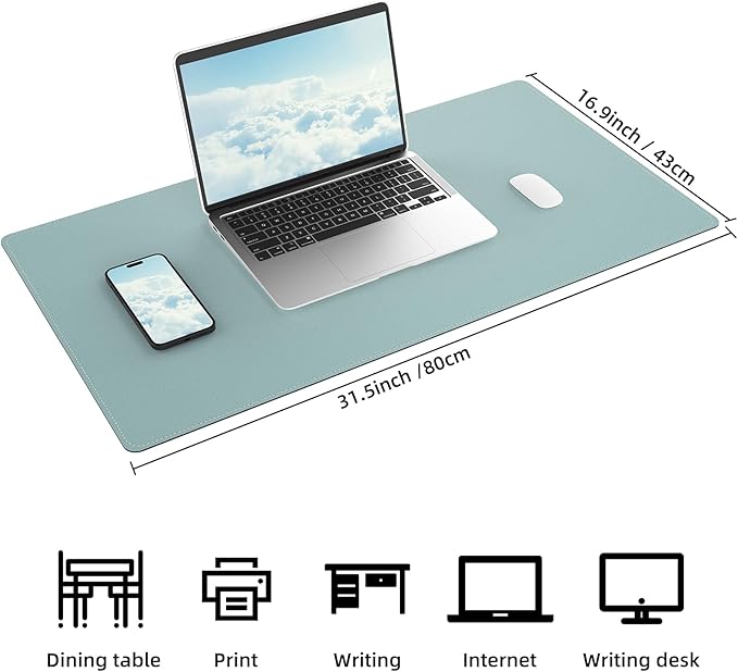 AFIING Dual-Sided Desk Pad, Natural Cork & PU Leather, Desk Mat Protector - Image 2