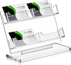 Dunzoom Business Card Holder for Desk 4 Slots Clear Gift Card Display Acrylic by Dunzoom