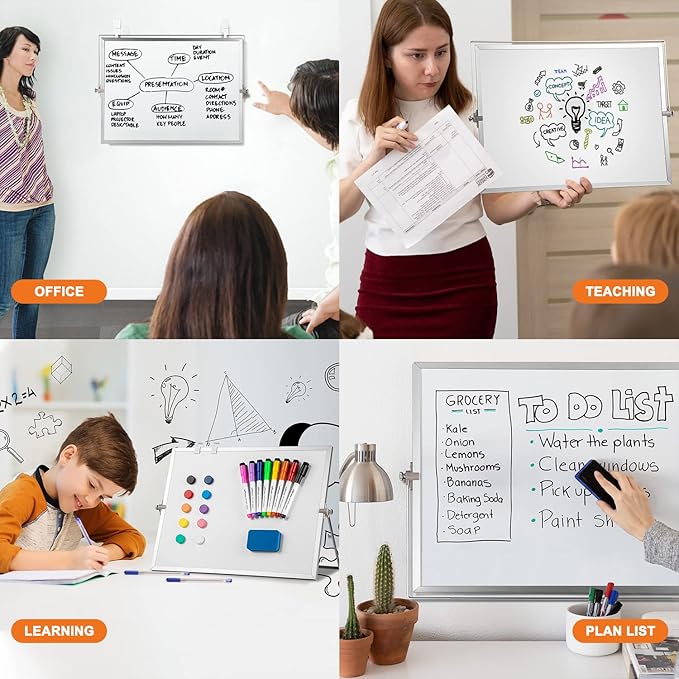 Dry Erase WhiteBoard, Aisuoker 16 x 12inch Magnetic Desktop Whiteboard - Image 6