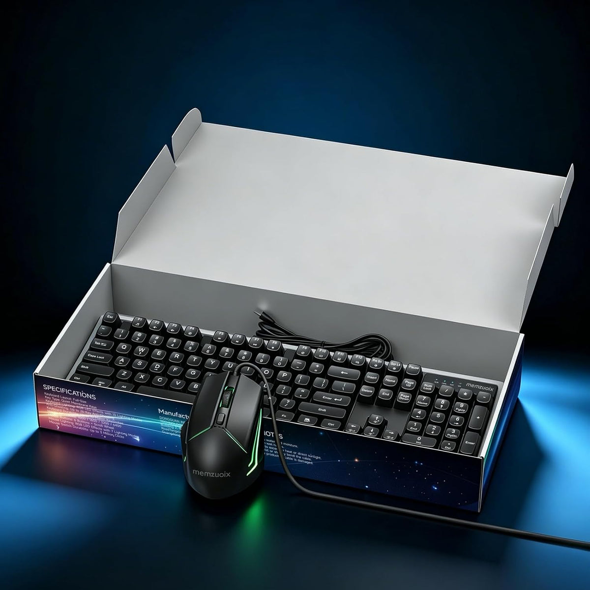 Wired RGB Keyboard and Mouse Combo, Adjustable Rainbow Backlit, 104-Key Full-...