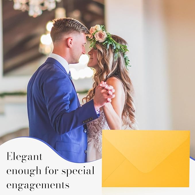 5x7 Gold Envelopes 100 Pack, Goefun A7 Yellow Shiny V Flap Envelopes - Image 5