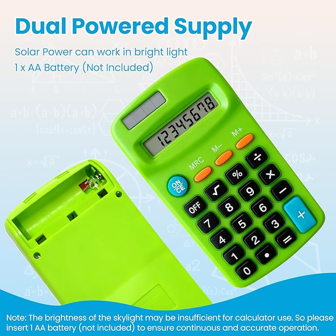 12 Pack Pocket Calculator Bulk: 8 Digit Hand Held Basic Calculator Small Solar - Image 4