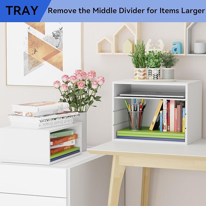 GDINDINFAN Wood Desktop Letter Tray File Organizer, Paper Storage Mail Sorter - Image 7