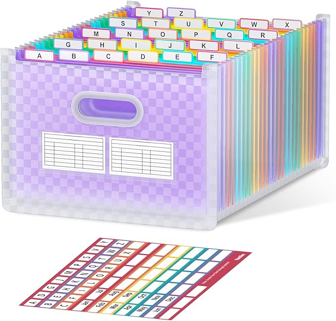 ThinkTex 26-Pocket Accordion File Organizer, Upright & Open Top, A–Z Colorful by ThinkTex