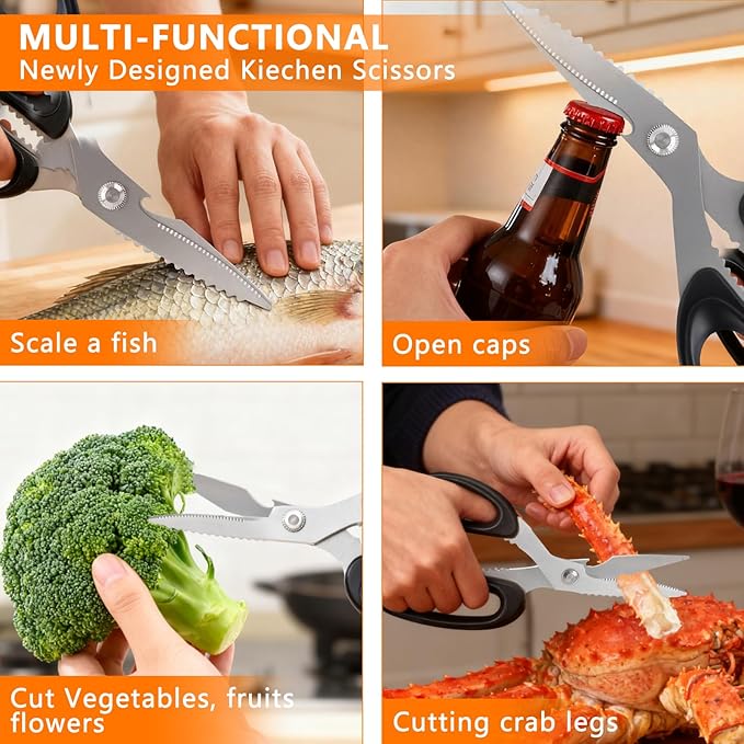 2-Piece Kitchen Scissors Stainless Steel Cooking Shears, Vegetables and Poultry - Image 4