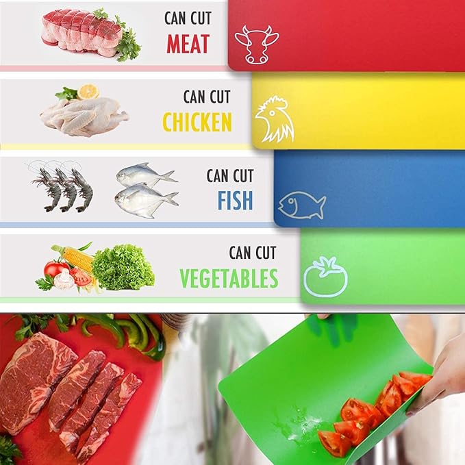 Fotouzy Plastic Cutting Boards for Kitchen, Flexible Cutting Mats Set of 7 - Image 4