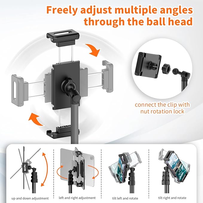XXZU 72in Tablet Floor Stand Tripod, Tablet Stand Floor - Image 3